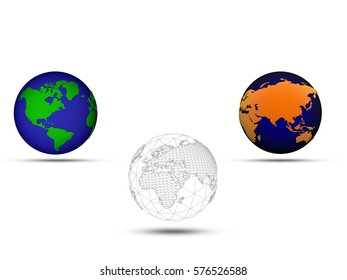 Three Different Versions Planet Earth Illustration Stock Illustration ...