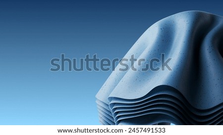 Three dimensional abstract render of blue wavy object