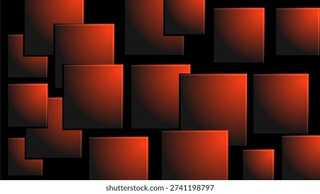 Three dimensional cubes with fiery orange gradient highlights in a dark space