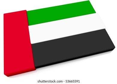 Three dimensional Emirati flag button.  Part of set of country flags all in 2:3 proportion with accurate design and colors.