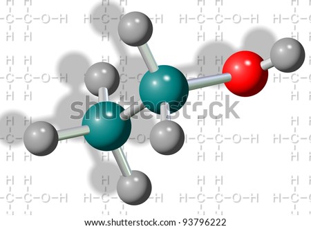 Three Dimensional Illustration Ethanol Molecule Ethanol