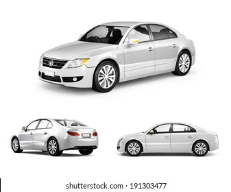 Three Dimensional Image Of White Car