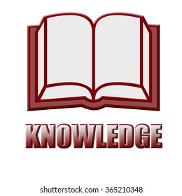 Three dimensional open book and knowledge text illustration.