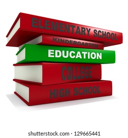 Three dimensional render of a pile of books for the concept of education