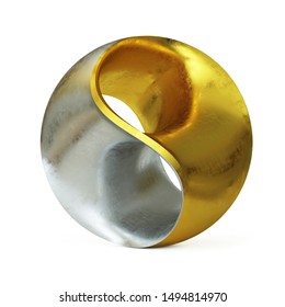 Three dimensional spherical yin yang abstract modern sculpture 3d rendering