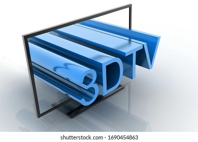 Three Dimensional TV Abstract Illustration, Technology Concepts. Original 3d Rendering