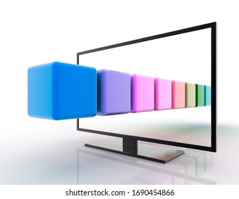 Three Dimensional TV Abstract Illustration, Technology Concepts. Original 3d Rendering