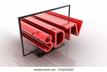 Three Dimensional TV Abstract Illustration, Technology Concepts. Original 3d Rendering