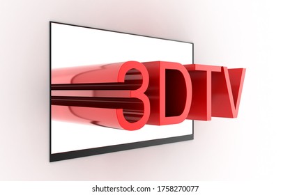 Three Dimensional TV Abstract Illustration, Technology Concepts. Original 3d Rendering