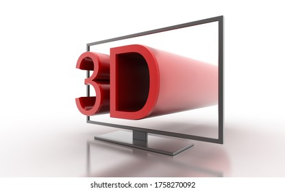 Three Dimensional TV Abstract Illustration, Technology Concepts. Original 3d Rendering