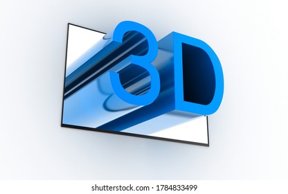 Three Dimensional TV Abstract Illustration, Technology Concepts. Original 3d Rendering