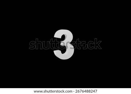 Three dimensional white number 3
