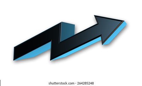 Three Dimensional Zig Zag Arrow Symbol On White Background