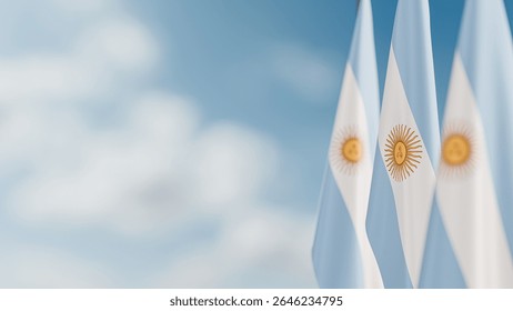 Three Flags of Argentina, Hanging Decoratively From a Flagpole