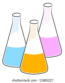 Three Flasks Different Chemical Solutions Vector Stock Vector (Royalty ...