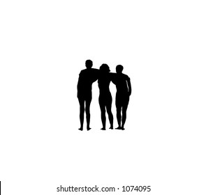 Three Friends With Arms Around Each Other