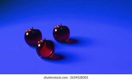 Tres manzanas rojas cristal