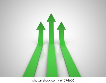 Three Green Arrows Going Up