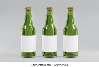 Three Green Glass Beer Bottle Mockup Stock Illustration 2204939983