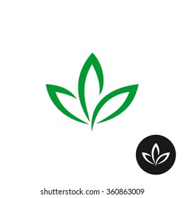 Three Green Leaf Logo. Natural Plant Symbol.