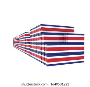 Three group Cargo Containers on white background. 3D Illustration.
