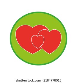 Three Hearts Icon On A Green Circle, A Symbol Of Family, Love, Happiness. An Isolated Icon For A Website Or Application Is A Stock Infographic.