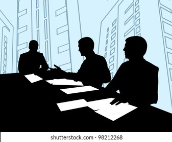 26,503 Three people sitting table Images, Stock Photos & Vectors ...