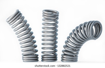Three Metal Springs Isolated on White Background