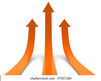 Three Orange Arrows Going Up - Success Concept Illustration