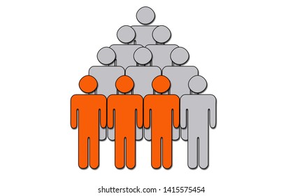 Three Out Of Ten People, Represented By Gray And Orange Silhouettes