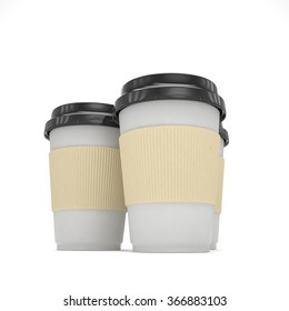 Three paper coffee cups
