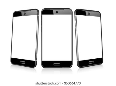 Three Phone Cell Smart Mobile 3D And 2D - Raster Version