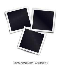 Three Photorealistic Blank Retro Photo Frames.