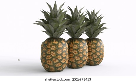 three pineapple with white background