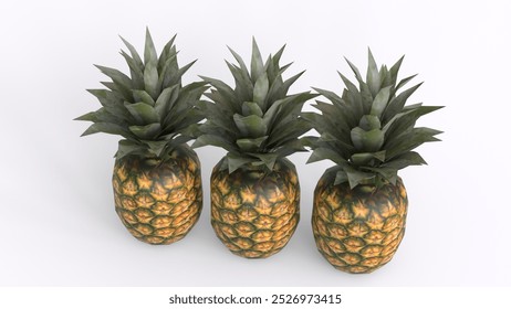 three pineapple with white background