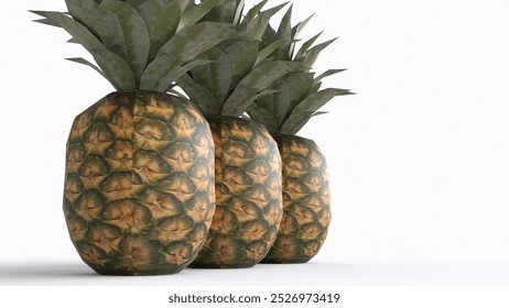 three pineapple with white background