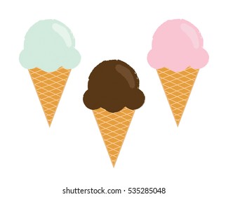 Ice Cream Scoops Cones Chocolate Vanilla Stock Photo (Edit Now) 1715206852