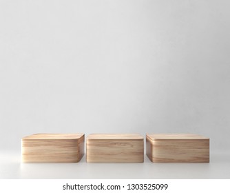 Three Product stand, Wooden Texture. 3D Rendering - Shutterstock ID 1303525099