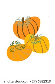 Three pumpkins pile up as a decor