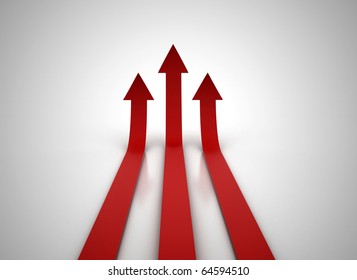 Three Red Arrows Going Up - Success Concept Illustration