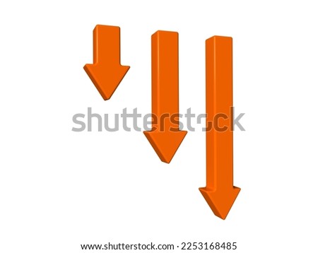 Three red arrows graph, 3d illustration