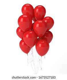 Three Red Balloon 3d Render 