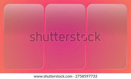 Three rounded rectangular shapes with pink gradient fill on orange background, suitable for design templates and layout planning with smooth color transition