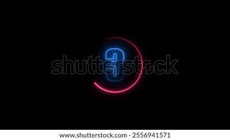 three seconds countdown neon glowing royal blue color 4k illustration on black background. loading magenta red color 4k illustration.