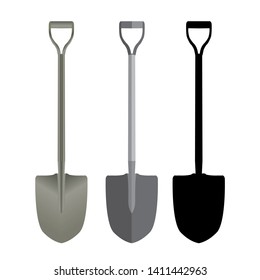 Three Shovel On White Background Stock Illustration 1411442963 