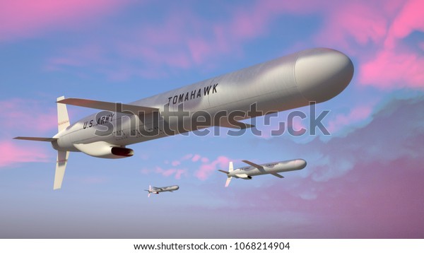 Three Tomahawk cruise\
missile. 3d\
render.