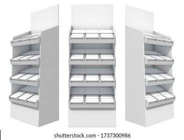 Three Views Of An Unbranded White Point Of Purchase Unit - 3D Render