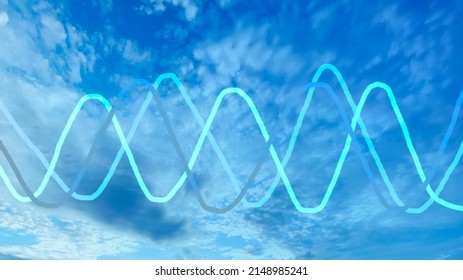 Three Waves Of Biorhythm In Blue Sky Background