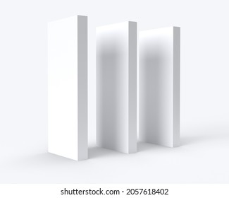 Three white abstract blinds in 3d perspective. 3d rendering.