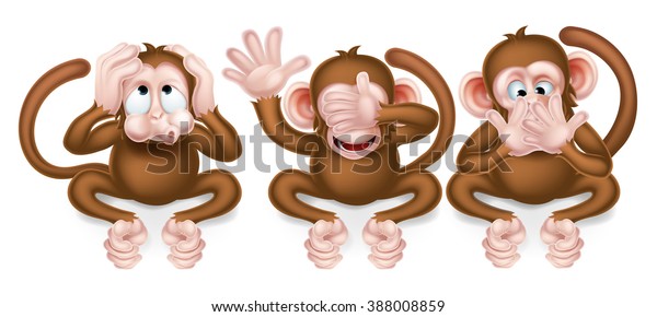 Three Wise Monkeys Hear No Evil Stock Illustration 388008859 | Shutterstock